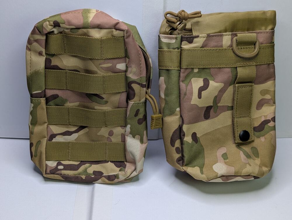 Multicam OCP MOLLE Tactical Pouch Lot 2 Utility Zipper Dump Drawstring Camo